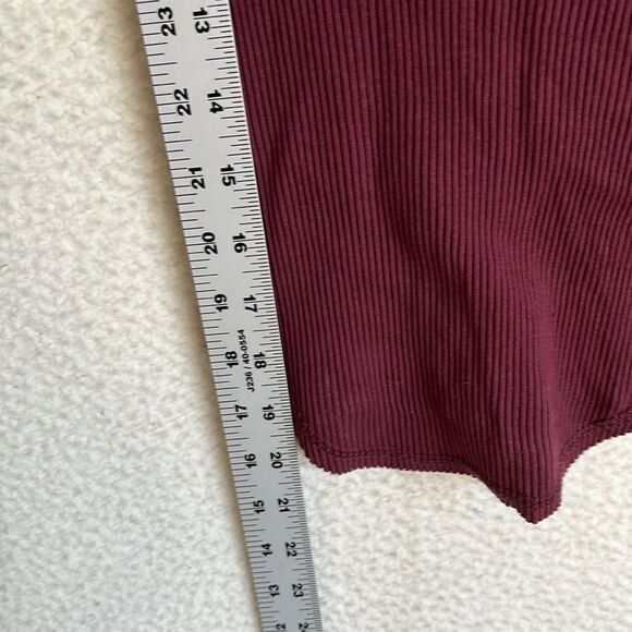 Free People Shirt Womens XS Clementine Ribbed Mixed Media Burgundy Top - Picture 6 of 8